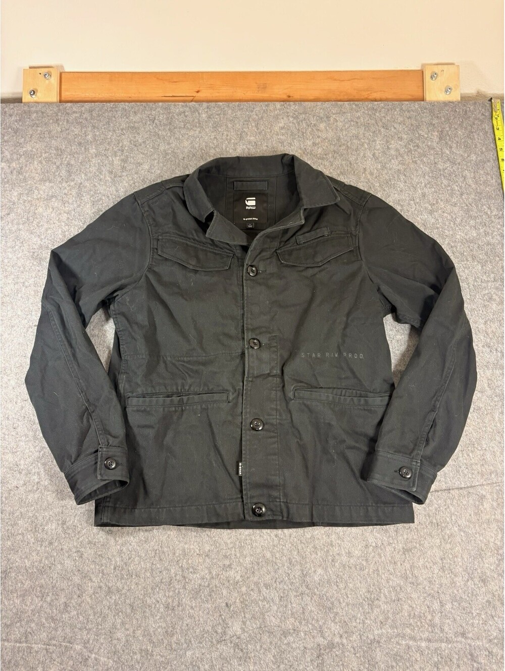 G-Star RAW Mens Black Military Field Jacket Utility Cargo MultiPocket Coat Large